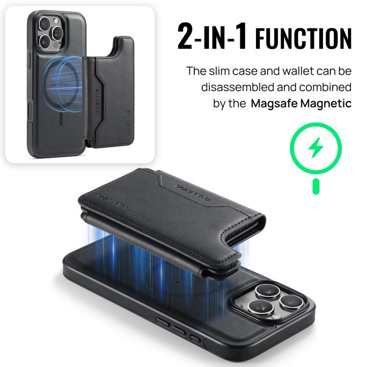 For iPhone 16 Pro Max DG.MING MAGKING-K3 Series MagSafe RFID Card Bag Detachable Phone Case(Black) - iPhone 16 Pro Max Cases by DG.MING | Online Shopping UK | buy2fix