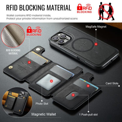 For iPhone 16 Pro Max DG.MING MAGKING-K3 Series MagSafe RFID Card Bag Detachable Phone Case(Black) - iPhone 16 Pro Max Cases by DG.MING | Online Shopping UK | buy2fix