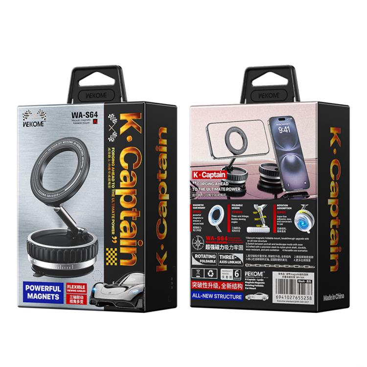 WK WA-S64 K-Captain Lynjia MagSafe Magnetic Rotating Foldable Car Phone Holder(Black) - Universal Car Holders by WK | Online Shopping UK | buy2fix