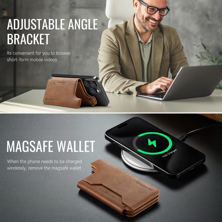 MAGKING K3 Series MagSafe RFID Card Bag(Brown) - Adhesive Card Holders by MAGKING | Online Shopping UK | buy2fix