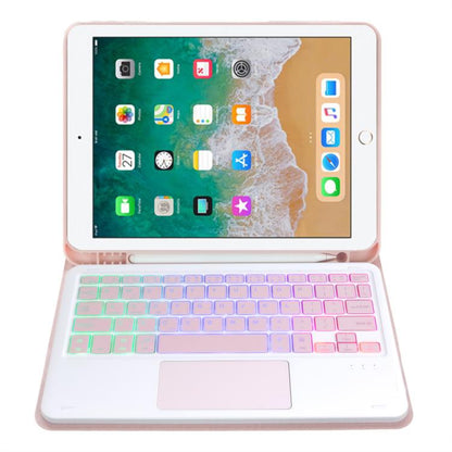 For iPad 9.7 2018 / 2017 / Pro 9.7 A07B-AS Backlight Bluetooth Touch Keyboard Leather Tablet Case with Pen Slot(Pink) - For iPad Pro by buy2fix | Online Shopping UK | buy2fix