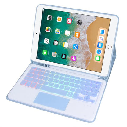 For iPad 9.7 2018 / 2017 / Pro 9.7 A07B-AS Backlight Bluetooth Touch Keyboard Leather Tablet Case with Pen Slot(Blue) - For iPad Pro by buy2fix | Online Shopping UK | buy2fix