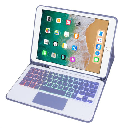 For iPad 9.7 2018 / 2017 / Pro 9.7 A07B-AS Backlight Bluetooth Touch Keyboard Leather Tablet Case with Pen Slot(Dark Purple) - For iPad Pro by buy2fix | Online Shopping UK | buy2fix