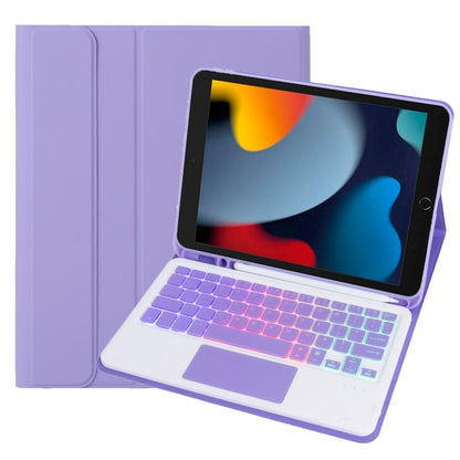 For iPad 10.2 2021 / 2019 / Air 2019 A102B-AS Backlight Bluetooth Touch Keyboard Leather Tablet Case with Pen Slot(Purple) - For iPad Pro by buy2fix | Online Shopping UK | buy2fix