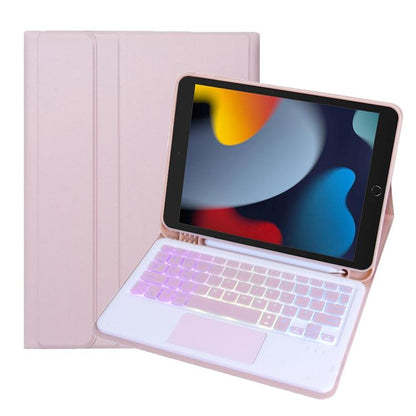 For iPad 10.2 2021 / 2019 / Air 2019 A102B-AS Backlight Bluetooth Touch Keyboard Leather Tablet Case with Pen Slot(Pink) - For iPad Pro by buy2fix | Online Shopping UK | buy2fix