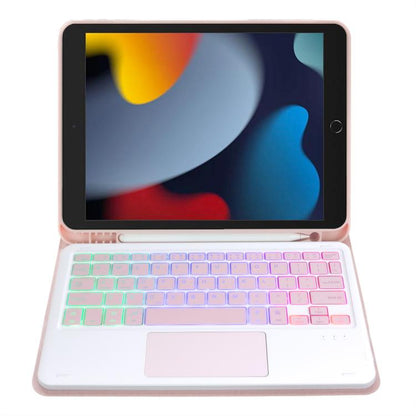 For iPad 10.2 2021 / 2019 / Air 2019 A102B-AS Backlight Bluetooth Touch Keyboard Leather Tablet Case with Pen Slot(Pink) - For iPad Pro by buy2fix | Online Shopping UK | buy2fix