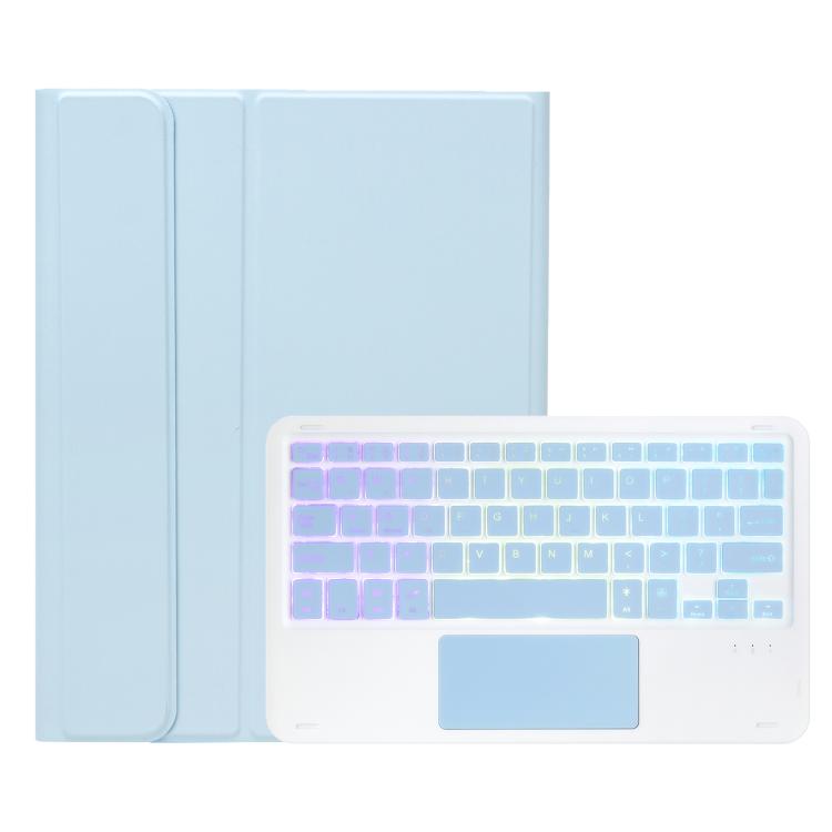 For iPad 10.2 2021 / 2019 / Air 2019 A102B-AS Backlight Bluetooth Touch Keyboard Leather Tablet Case with Pen Slot(Blue) - For iPad Pro by buy2fix | Online Shopping UK | buy2fix