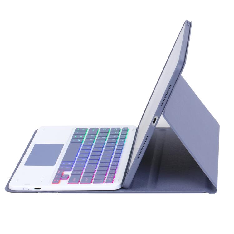 For iPad 10.2 2021 / 2019 / Air 2019 A102B-AS Backlight Bluetooth Touch Keyboard Leather Tablet Case with Pen Slot(Dark Purple) - For iPad Pro by buy2fix | Online Shopping UK | buy2fix