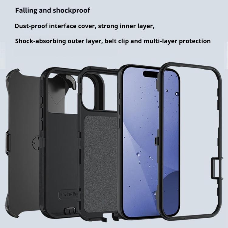 For iPhone 17 Kalebol Shockproof PC Hybrid TPU Phone Case with Back Clip(Black) - iPhone 17 Cases by Kalebol | Online Shopping UK | buy2fix