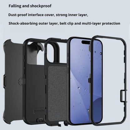 For iPhone 17 Kalebol Shockproof PC Hybrid TPU Phone Case with Back Clip(Black) - iPhone 17 Cases by Kalebol | Online Shopping UK | buy2fix
