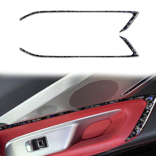 2pcs/Set Forged Gold Foil Carbon Fiber Car Door Decorative Sticker for Chevrolet Corvette C8 2020-, Left and Right Driver(Blue) - Car Interior Mouldings by buy2fix | Online Shopping UK | buy2fix