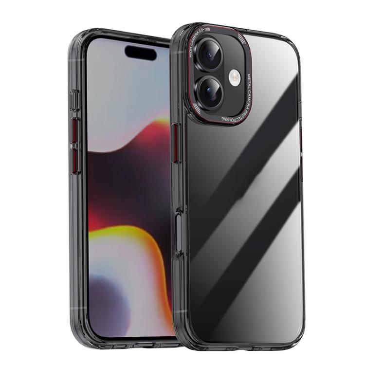 For iPhone 16 Plus iPAKY MG Series Transparent PC+TPU Phone Case(Transparent Black) - iPhone 16 Plus Cases by iPAKY | Online Shopping UK | buy2fix