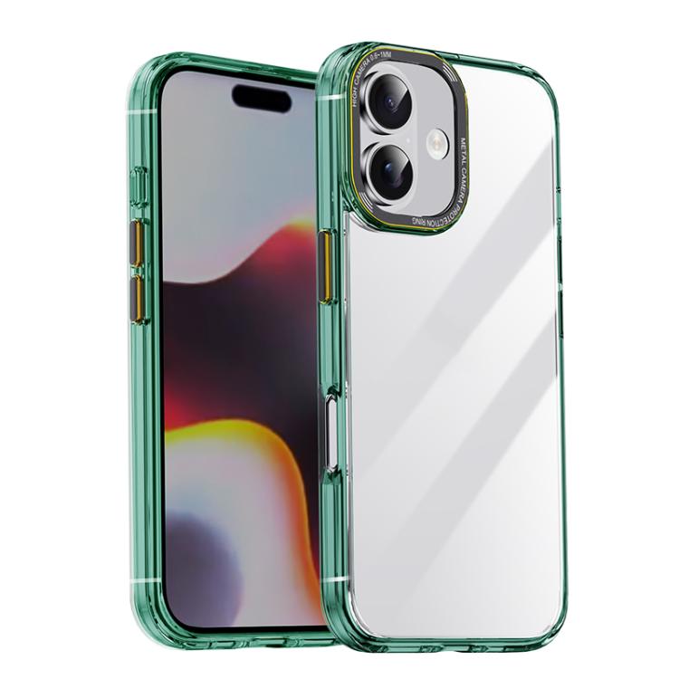 For iPhone 16 iPAKY MG Series Transparent PC+TPU Phone Case(Transparent Green) - iPhone 16 Cases by iPAKY | Online Shopping UK | buy2fix