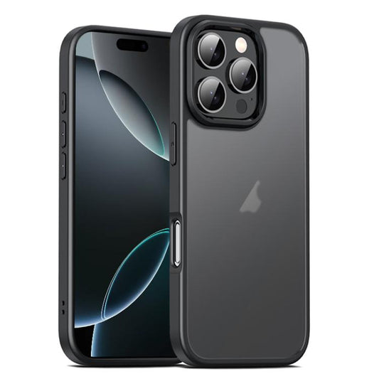 For iPhone 16 Pro Max iPAKY Bright Color Frosted Series Shockproof PC+TPU Phone Case(Black) - iPhone 16 Pro Max Cases by iPAKY | Online Shopping UK | buy2fix