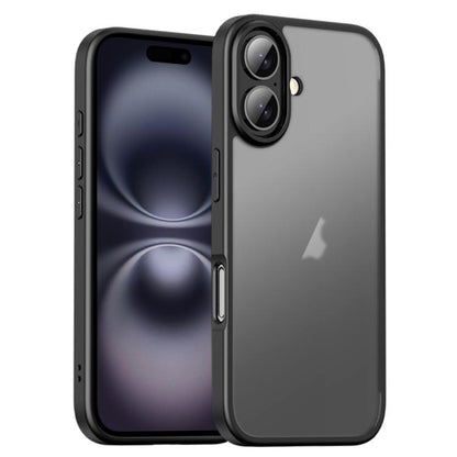 For iPhone 16 iPAKY Bright Color Frosted Series Shockproof PC+TPU Phone Case(Black) - iPhone 16 Cases by iPAKY | Online Shopping UK | buy2fix