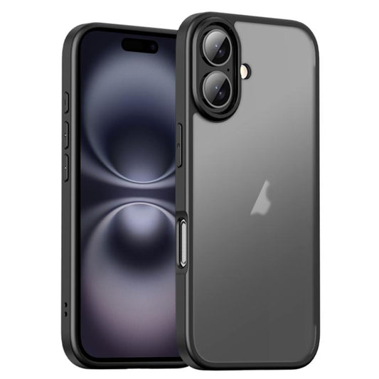 For iPhone 16 iPAKY Bright Color Frosted Series Shockproof PC+TPU Phone Case(Black) - iPhone 16 Cases by iPAKY | Online Shopping UK | buy2fix