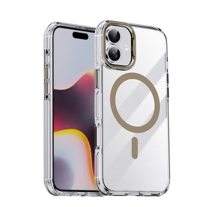 For iPhone 16 iPAKY Mingxing Series MagSafe Magnetic Shockproof PC+TPU Phone Case(Transparent + Titanium) - iPhone 16 Cases by iPAKY | Online Shopping UK | buy2fix