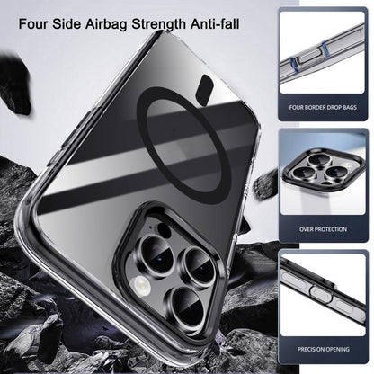 For iPhone 16 iPAKY Mingxing Series MagSafe Magnetic Shockproof PC+TPU Phone Case(Transparent + Titanium) - iPhone 16 Cases by iPAKY | Online Shopping UK | buy2fix