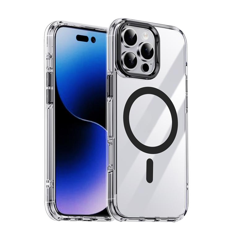 For iPhone 16 Pro iPAKY Mingxing Series MagSafe Magnetic Shockproof PC+TPU Phone Case(Transparent + Black) - iPhone 16 Pro Cases by iPAKY | Online Shopping UK | buy2fix