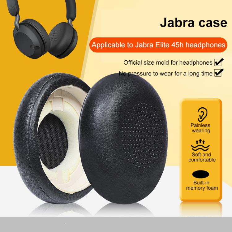 1 Pair Protein Leather Earpads For Jabra Evolve2 65 / Evolve2 40 SE / Elite 45H(Black) - Earmuff & Pad by buy2fix | Online Shopping UK | buy2fix