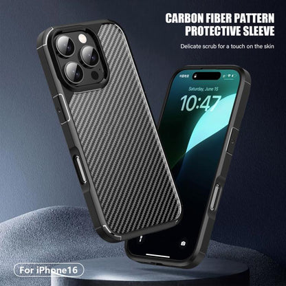 For iPhone 16 Pro Max iPAKY Pioneer Series Carbon Fiber PC+TPU Phone Case(Black) - iPhone 16 Pro Max Cases by iPAKY | Online Shopping UK | buy2fix
