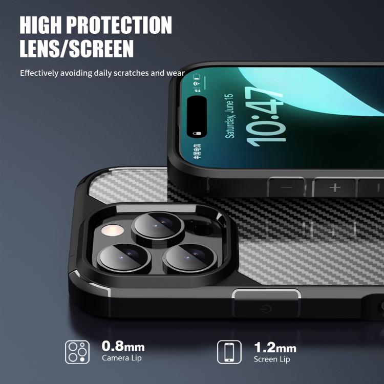 For iPhone 16 Pro iPAKY Pioneer Series Carbon Fiber PC+TPU Phone Case(Black) - iPhone 16 Pro Cases by iPAKY | Online Shopping UK | buy2fix
