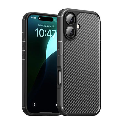For iPhone 16 Plus iPAKY Pioneer Series Carbon Fiber PC+TPU Phone Case(Black) - iPhone 16 Plus Cases by iPAKY | Online Shopping UK | buy2fix