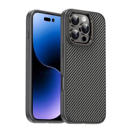 For iPhone 16 Pro Max iPAKY Star Lord Series Carbon Fiber Textured Oil Spray PC+TPU Phone Case(Grey) - iPhone 16 Pro Max Cases by iPAKY | Online Shopping UK | buy2fix