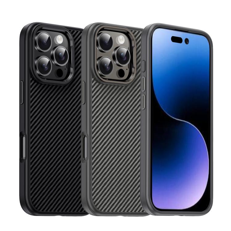For iPhone 16 Pro iPAKY Star Lord Series Carbon Fiber Textured Oil Spray PC+TPU Phone Case(Black) - iPhone 16 Pro Cases by iPAKY | Online Shopping UK | buy2fix