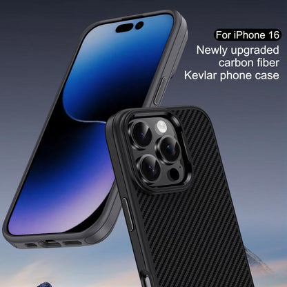For iPhone 16 Plus iPAKY Star Lord Series Carbon Fiber Textured Oil Spray PC+TPU Phone Case(Grey) - iPhone 16 Plus Cases by iPAKY | Online Shopping UK | buy2fix