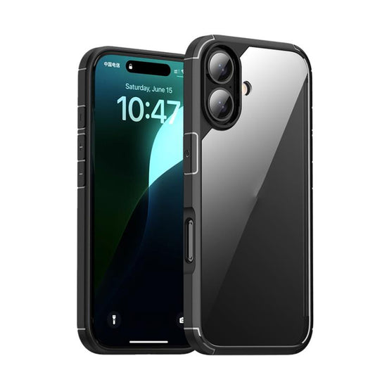 For iPhone 16 Plus iPAKY YJ Series Transparent PC+TPU Phone Case(Black) - iPhone 16 Plus Cases by iPAKY | Online Shopping UK | buy2fix