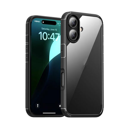 For iPhone 16 iPAKY YJ Series Transparent PC+TPU Phone Case(Black) - iPhone 16 Cases by iPAKY | Online Shopping UK | buy2fix