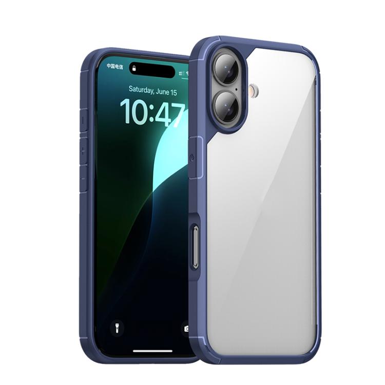 For iPhone 16 iPAKY YJ Series Transparent PC+TPU Phone Case(Blue) - iPhone 16 Cases by iPAKY | Online Shopping UK | buy2fix