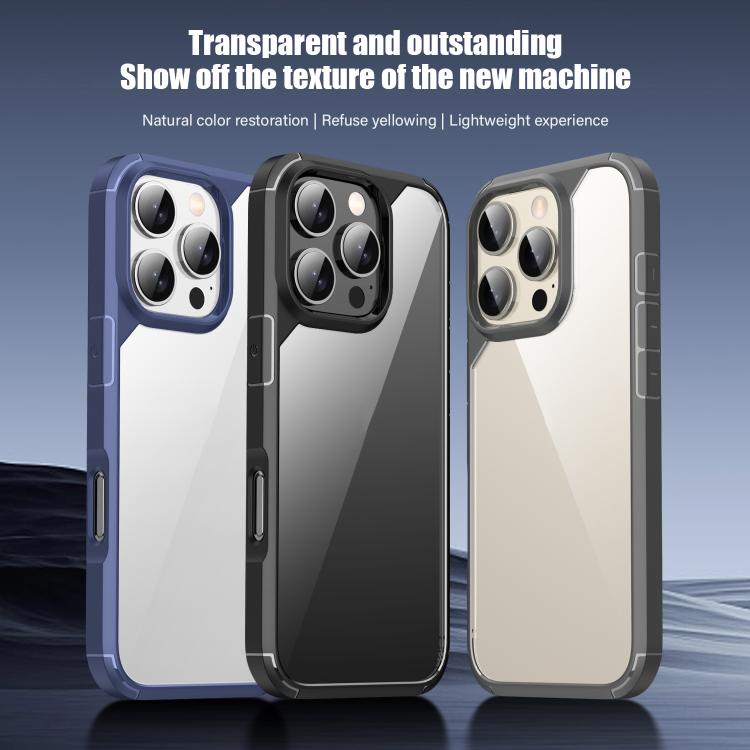 For iPhone 16 Pro iPAKY YJ Series Transparent PC+TPU Phone Case(Grey) - iPhone 16 Pro Cases by iPAKY | Online Shopping UK | buy2fix