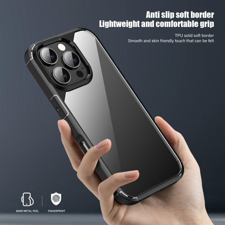 For iPhone 16 Plus iPAKY YJ Series Transparent PC+TPU Phone Case(Black) - iPhone 16 Plus Cases by iPAKY | Online Shopping UK | buy2fix