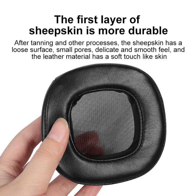 2pcs Magnetic Snap-on Lambskin Leather Earpads For Abyss Diana Phi / AB-1266(Black) - Earmuff & Pad by buy2fix | Online Shopping UK | buy2fix