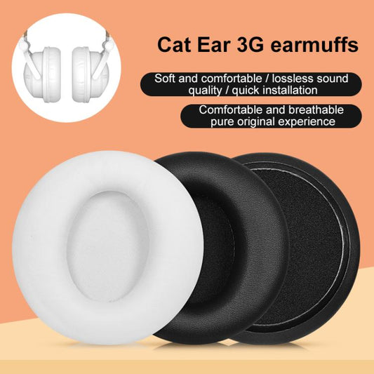 2pcs Protein Leather Earpads For Brookstone Yowu Selkirk Model Z 3G Cat Ear Headphone(Black) - Earmuff & Pad by buy2fix | Online Shopping UK | buy2fix
