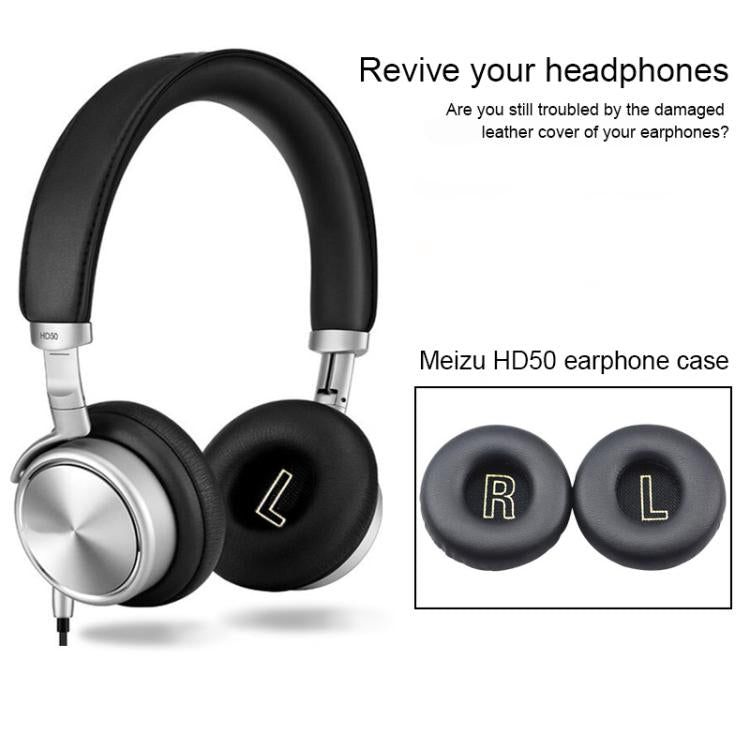 For Meizu HD50 1 Pair Protein Leather Snap-on Type Earphone Covers(Red) - Earmuff & Pad by buy2fix | Online Shopping UK | buy2fix