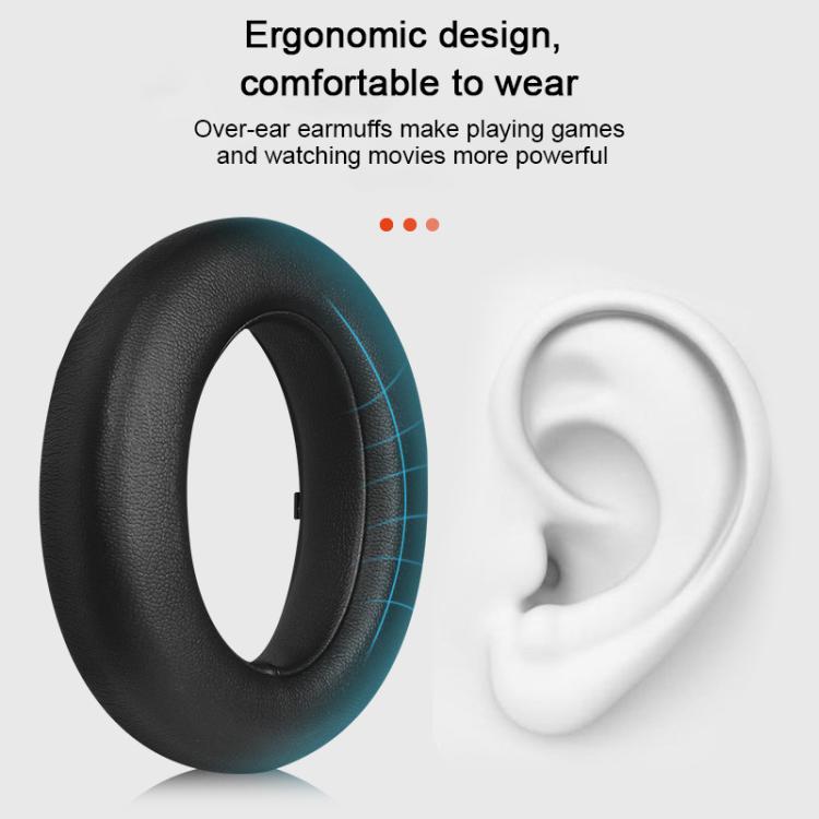 For Meizu HD60 2pcs Protein Leather Snap-on Type Earphone Covers(Black) - Earmuff & Pad by buy2fix | Online Shopping UK | buy2fix