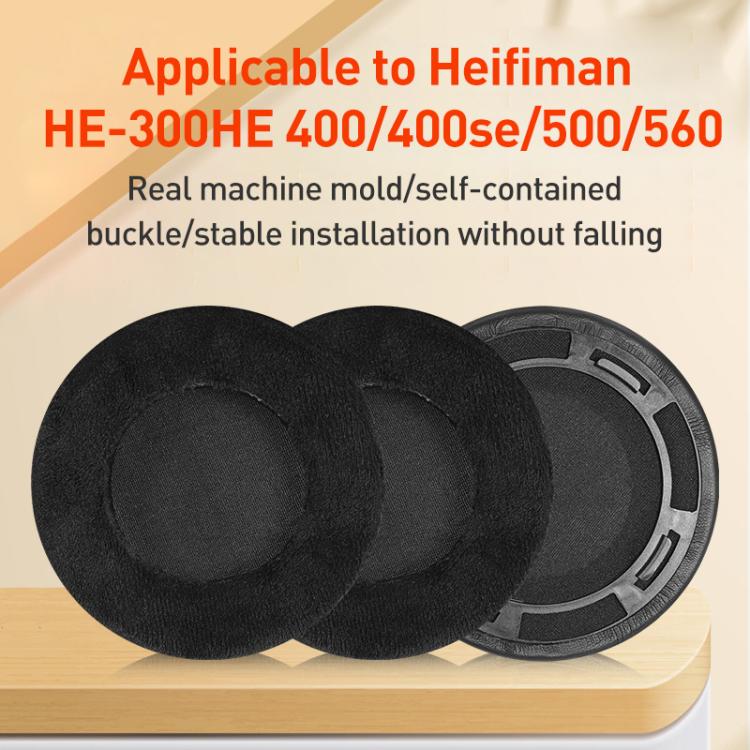 1 Pair Protein Leather Flannel Perforated Replacement Earpads For HIFIMAN HE300 / HE400 / HE400SE / HE500 / HE560(Black) - Earmuff & Pad by buy2fix | Online Shopping UK | buy2fix