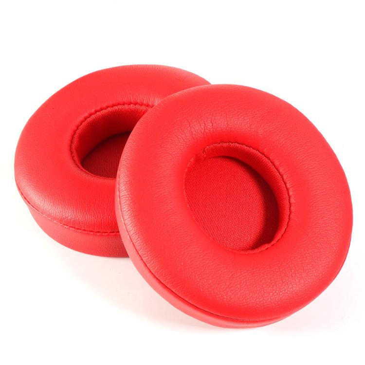 1 Pair Protein Leather Replacement Earpads For Beats Solo3 / Solo2(Red) - Earmuff & Pad by buy2fix | Online Shopping UK | buy2fix