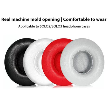 1 Pair Protein Leather Replacement Earpads For Beats Solo3 / Solo2(Grey) - Earmuff & Pad by buy2fix | Online Shopping UK | buy2fix