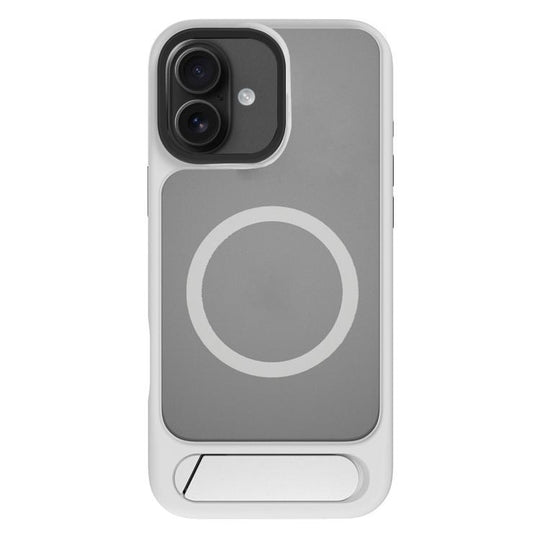 For iPhone 17 Kalebol MagSafe Invisible Tilt Holder PC Hybrid TPU Case(Grey White)