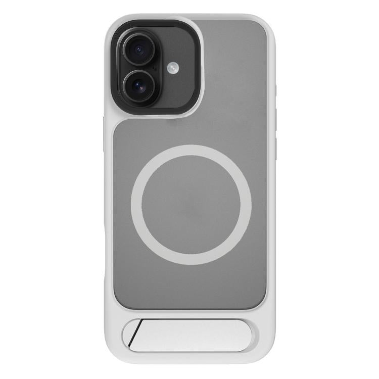 For iPhone 16 Kalebol MagSafe Invisible Tilt Holder PC Hybrid TPU Case(Grey White) - iPhone 16 Cases by Kalebol | Online Shopping UK | buy2fix