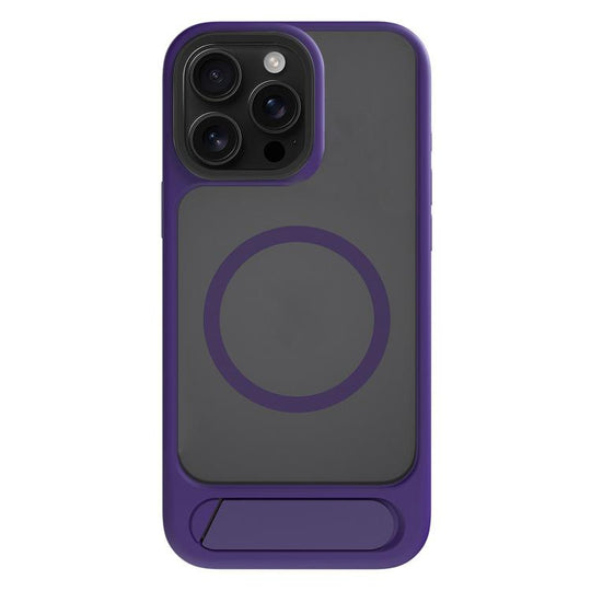 For iPhone 15 Pro Max Kalebol MagSafe Invisible Tilt Holder PC Hybrid TPU Case(Purple)
