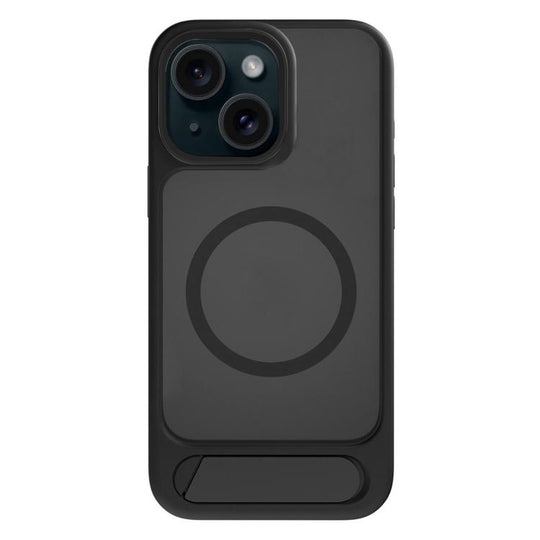 For iPhone 14 Kalebol MagSafe Invisible Tilt Holder PC Hybrid TPU Case(Black)