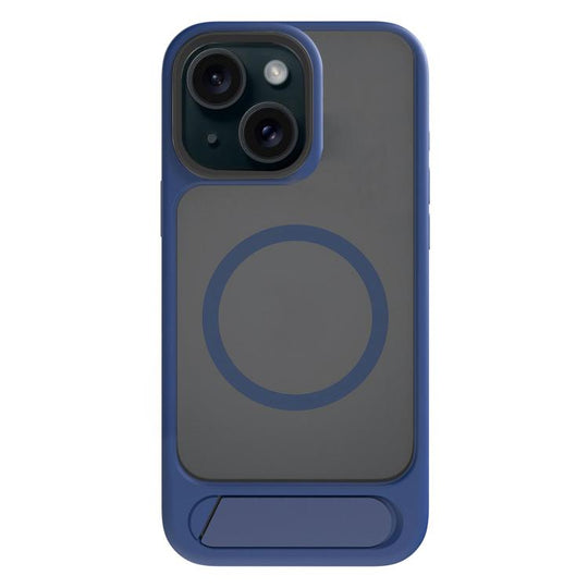 For iPhone 13 Kalebol MagSafe Invisible Tilt Holder PC Hybrid TPU Case(Navy Blue)