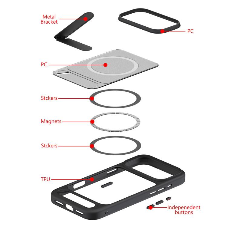 For iPhone 16 Plus Kalebol MagSafe Invisible Tilt Holder PC Hybrid TPU Case(Purple) - iPhone 16 Plus Cases by Kalebol | Online Shopping UK | buy2fix