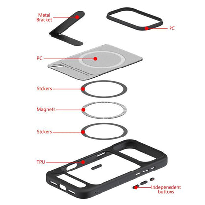 For iPhone 16 Plus Kalebol MagSafe Invisible Tilt Holder PC Hybrid TPU Case(Purple) - iPhone 16 Plus Cases by Kalebol | Online Shopping UK | buy2fix
