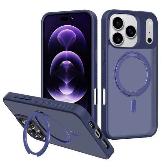 For iPhone 17 Pro Kalebol Rotating Holder MagSafe PC Hybrid TPU Phone Case(Blue)